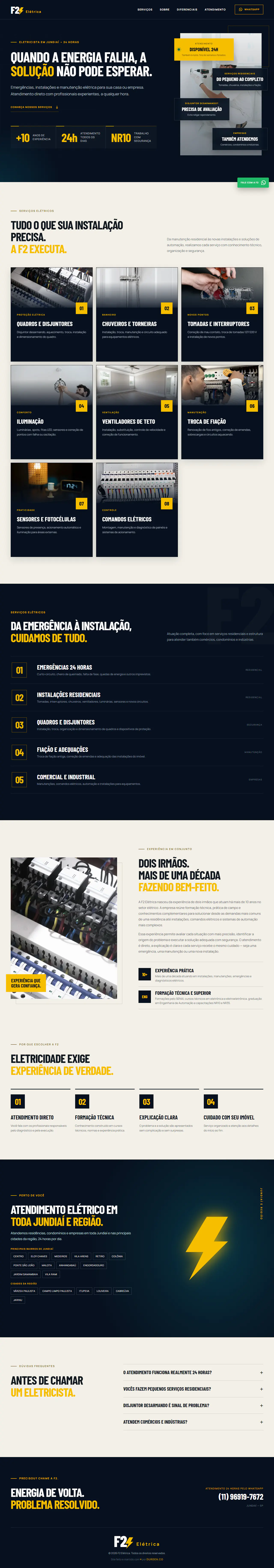 Captura da página do site F2 Elétrica