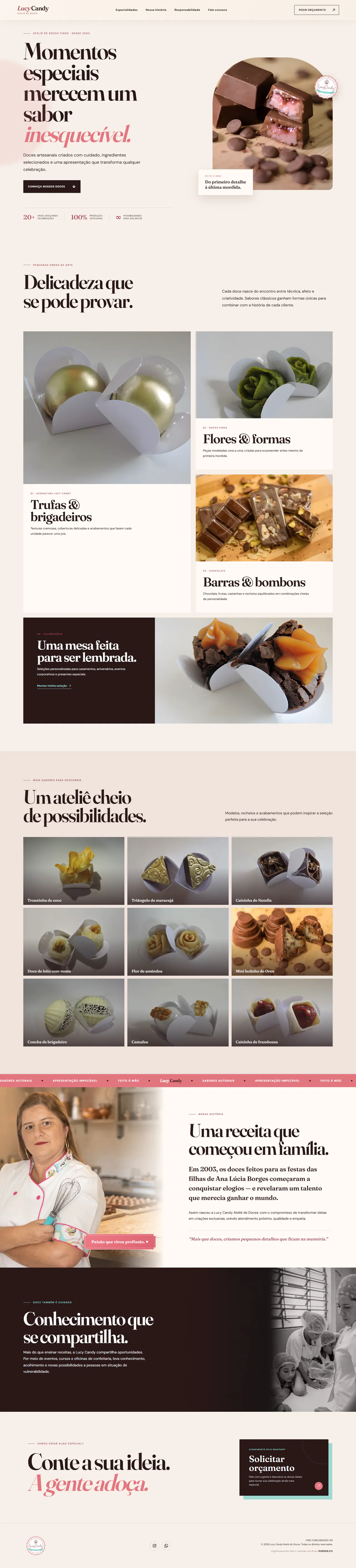 Captura da página do site Lucy Candy