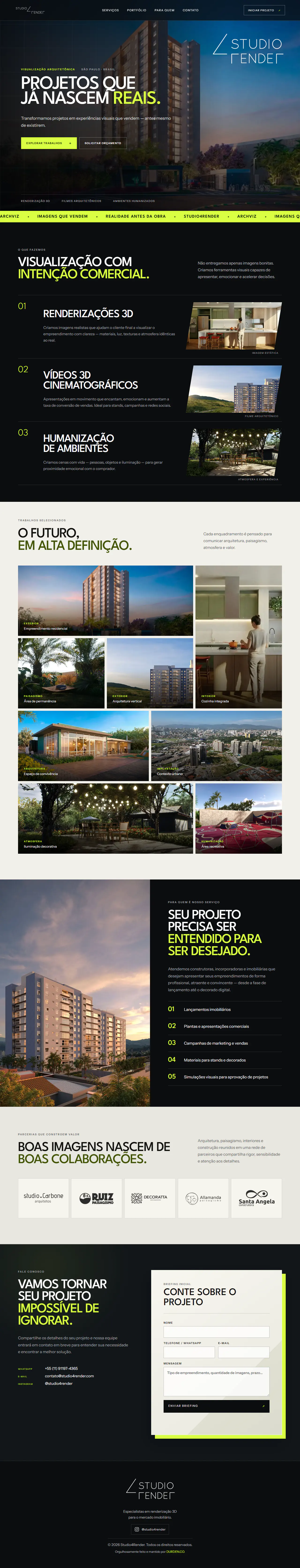 Captura da página do site Studio4Render